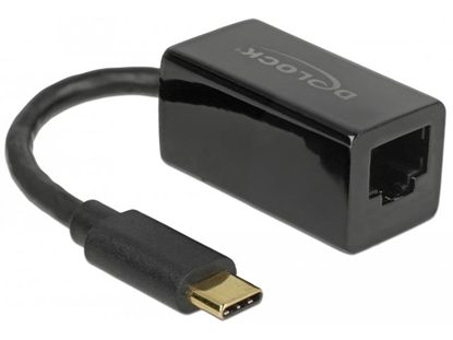 Изображение Delock Adapter SuperSpeed USB (USB 3.1 Gen 1) with USB Type-C™ male > Gigabit LAN 10/100/1000 Mbps compact black