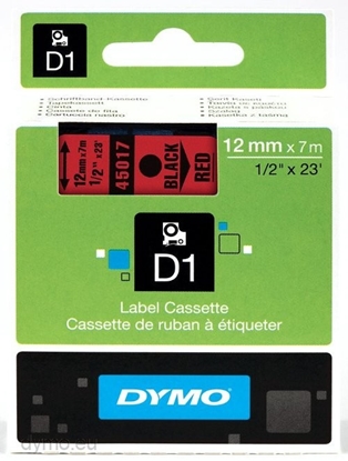 Picture of Dymo D1 12mm Black/Red  labels 45017