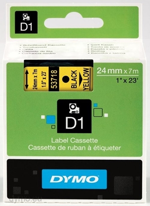 Attēls no Dymo D1 24mm Black/Yellow labels 53718