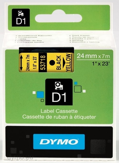 Изображение Dymo D1 24mm Black/Yellow labels 53718