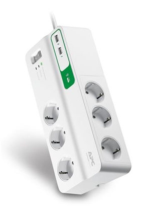 Picture of APC PM6U-GR surge protector White 6 AC outlet(s) 230 V 2 m