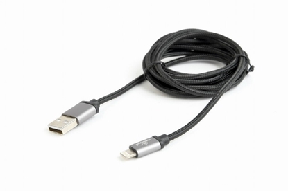 Attēls no Gembird cotton braided USB Lightning 1.8m Black