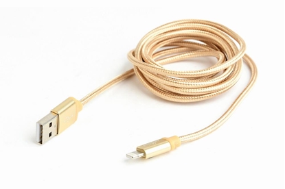 Attēls no Gembird cotton braided USB Lightning 1.8m Gold
