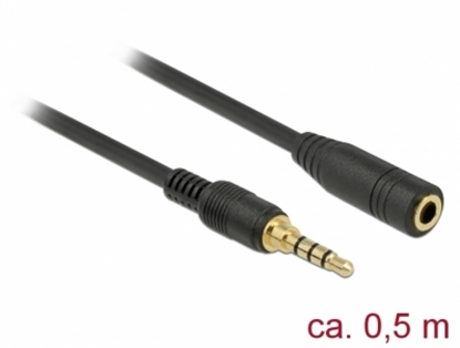 Attēls no Delock Stereo Jack Extension Cable 3.5 mm 4 pin male to female 0.5 m black