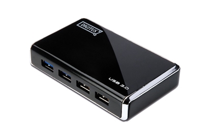Picture of DIGITUS USB 3.0 Hub 4-port black/silver            DA-70231