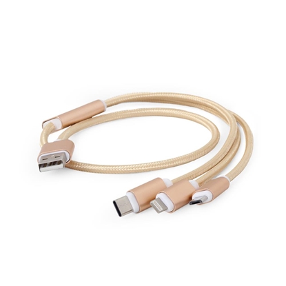 Attēls no CABLE USB CHARGING 3IN1 1M/GOLD CC-USB2-AM31-1M-G GEMBIRD