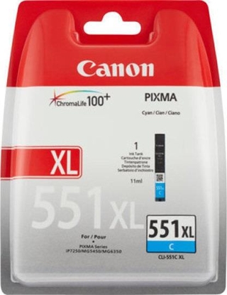 Picture of Canon CLI-551XL C w/sec ink cartridge 1 pc(s) Original High (XL) Yield Photo cyan