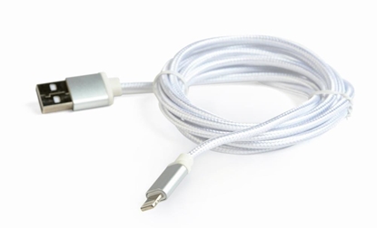 Obrazek Gembird cotton braided USB Lightning 1.8m Silver