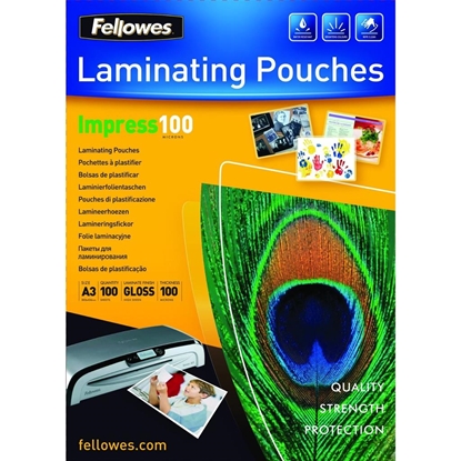 Picture of Fellowes A3 Glossy 100 Micron Laminating Pouch  100-pack