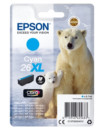 Attēls no Epson ink cartridge XL cyan Claria Premium T 263      T 2632