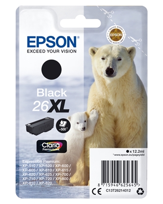 Attēls no Epson ink cartridge XL black Claria Premium T 262      T 2621