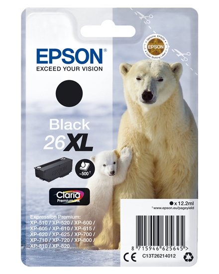 Picture of Epson ink cartridge XL black Claria Premium T 262      T 2621