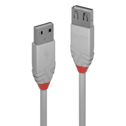 Изображение Lindy 3m USB 2.0 Type A Extension Cable, Anthra Line, Grey