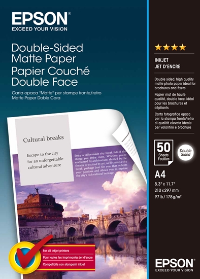 Изображение Epson Double Side Matte Paper A4, 50 Sheet, 178g    S041569