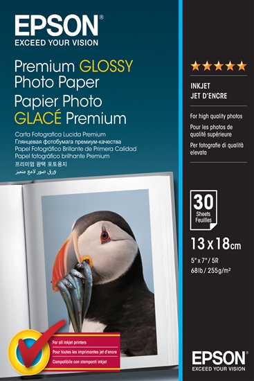 Изображение Epson Premium Glossy Photo Paper 13x18cm, 30 Sheet, 255g  S042154