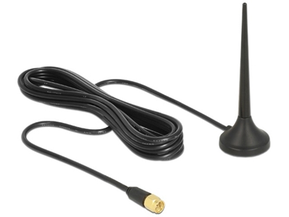 Attēls no Delock LTE / GSM / UMTS Antenna SMA plug 3 dBi fixed omnidirectional with magnetic base and connection cable (RG-174, 2 m) outdo