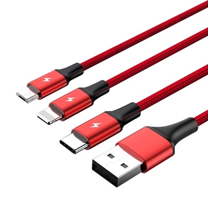 Attēls no Kabel ładujący 3-in-1 USB - USB-C/microUSB/Lightning, 1,2m; C4049RD