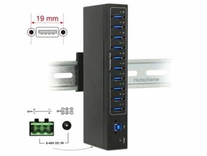 Изображение Delock External Industry Hub 10 x USB 3.0 Type-A with 20 kV ESD protection