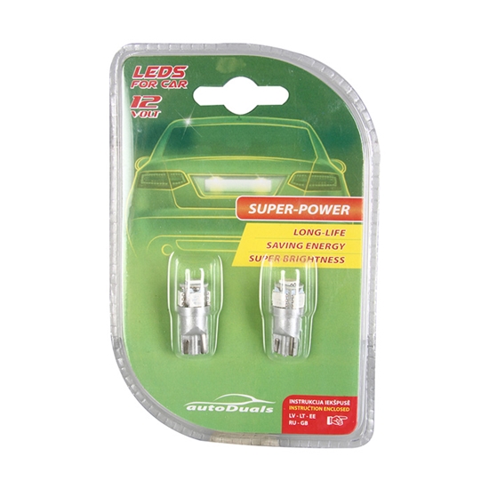 Picture of Autospuldzes Led T10 5SMD zila 2gab