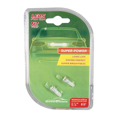 Attēls no Autospuldzes Led T5 1SMD balta 2gab