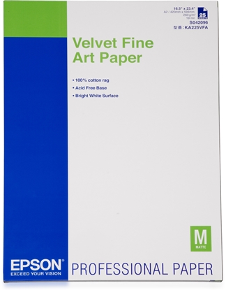 Изображение Epson Velvet Fine Art Paper A 2 25 Sheet, 260 g         S 042096