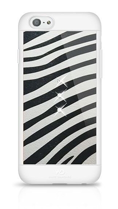 Picture of White Diamonds Safari Zebra Silicone Case With Swarovski Crystals for Apple iPhone 6 / 6S Black - White