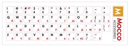 Изображение Mocco Keyboard Sticks ENG / RU With Laminated Waterproof Level Black / Red (White Background)