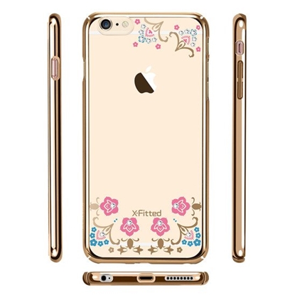 Изображение X-Fitted Plastic Case With Swarovski Crystals for Apple iPhone 6 / 6S Gold / Lucky Flower