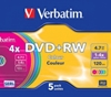 Изображение Matricas DVD+RW Verbatim 4.7GB 4x Colour, 5 Pack Slim
