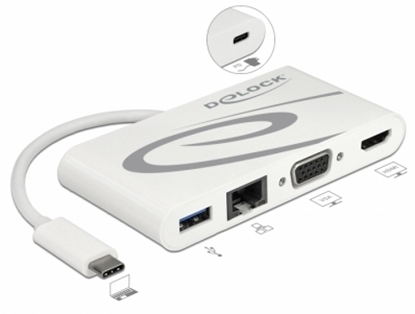 Attēls no Delock USB Type-C™ 3.1 Docking Station HDMI 4K 30 Hz + VGA + LAN + USB PD