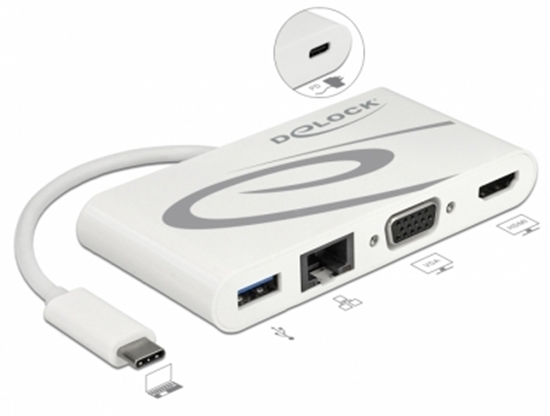Picture of Delock USB Type-C™ 3.1 Docking Station HDMI 4K 30 Hz + VGA + LAN + USB PD