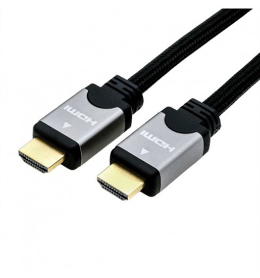 Изображение ROLINE HDMI High Speed Cable + Ethernet, M/M, black /silver, 1.5 m