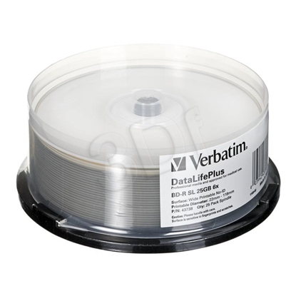 Picture of 1x25 Verbatim BD-R Blu-Ray 25GB 6x Speed wide printable NO-ID