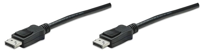 Изображение Manhattan DisplayPort 1.2 Cable, 4K@60hz, 2m, Male to Male, Equivalent to Startech DISPL2M, With Latches, Fully Shielded, Black, Lifetime Warranty, Polybag