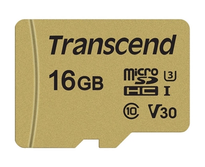 Picture of Transcend microSDHC 500S    16GB Class 10 UHS-I U3 V30 + Adapter