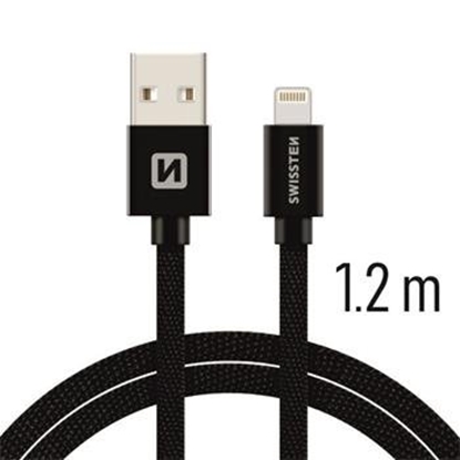 Attēls no Swissten Textile Fast Charge 3A Lightning Data and Charging Cable 1.2m
