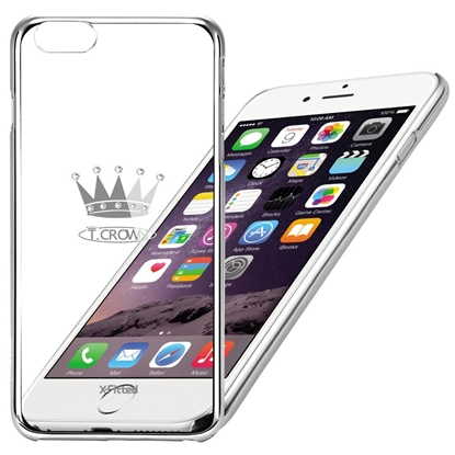 Picture of X-Fitted Plastic Case With Swarovski Crystals for Apple iPhone 6 / 6S Silver / Crown