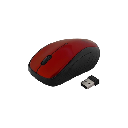 Изображение Mysz bezprzewodowo-optyczna USB AM-92E czerwona