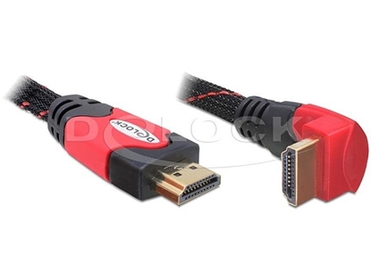 Attēls no Delock Cable High Speed HDMI with Ethernet â HDMI A male  HDMI A male angled 4K 3 m