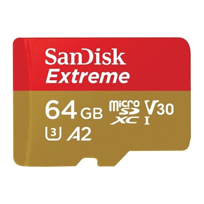Attēls no Karta SanDisk Extreme MicroSDXC 64 GB Class 10 UHS-I/U3 A2 V30 (SDSQXA2-064G-GN6AA)