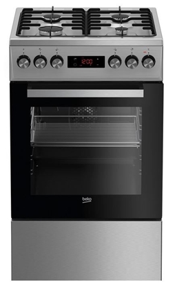 Picture of Beko FSE52320DXD cooker Freestanding cooker Gas Black, Stainless steel A