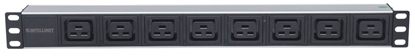 Attēls no Intellinet 19" 1U Rackmount 8-Output C19 Power Distribution Unit (PDU), With Removable Power Cable and Rear C20 Input