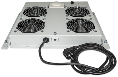 Picture of Intellinet 4-Fan Ventilation Unit for 19" Racks, Roof Mount, with Thermostat, Grey