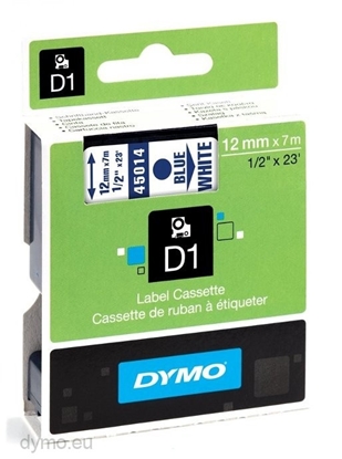 Attēls no Dymo D1 12mm Blue/White labels 45014