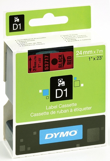 Picture of Dymo D1 24mm Black/Red labels 53717