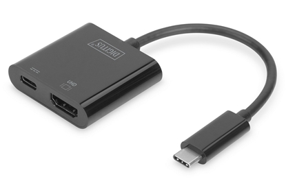 Attēls no Adapter graficzny HDMI 4K 60Hz UHD na USB 3.1 Typ C, Power Delivery z audio, aluminiowy Czarny