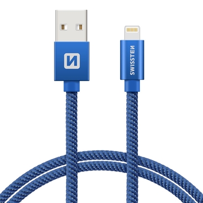Attēls no Swissten Textile Fast Charge 3A Lightning Data and Charging Cable 2m