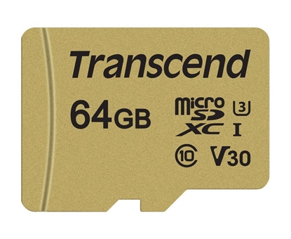Attēls no Karta Transcend 500S MicroSDXC 64 GB Class 10 UHS-I/U3 V30 (TS64GUSD500S)