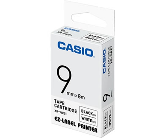 Изображение Casio XR-9 WE 9 mm black on white