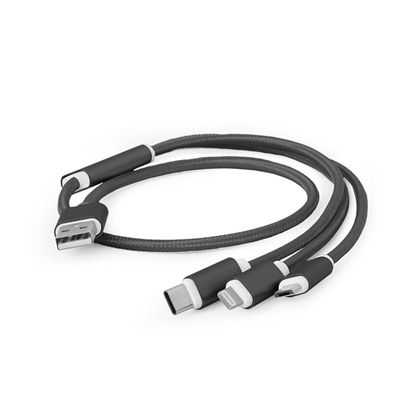 Изображение Gembird USB charging combo 3-in-1 Lightning, Type C, Micro USB Black